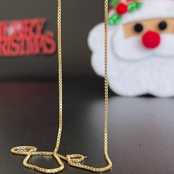 Solid 14K Gold Box Chain Necklace, 3.04 gr. /1 mm, / 18 inch.